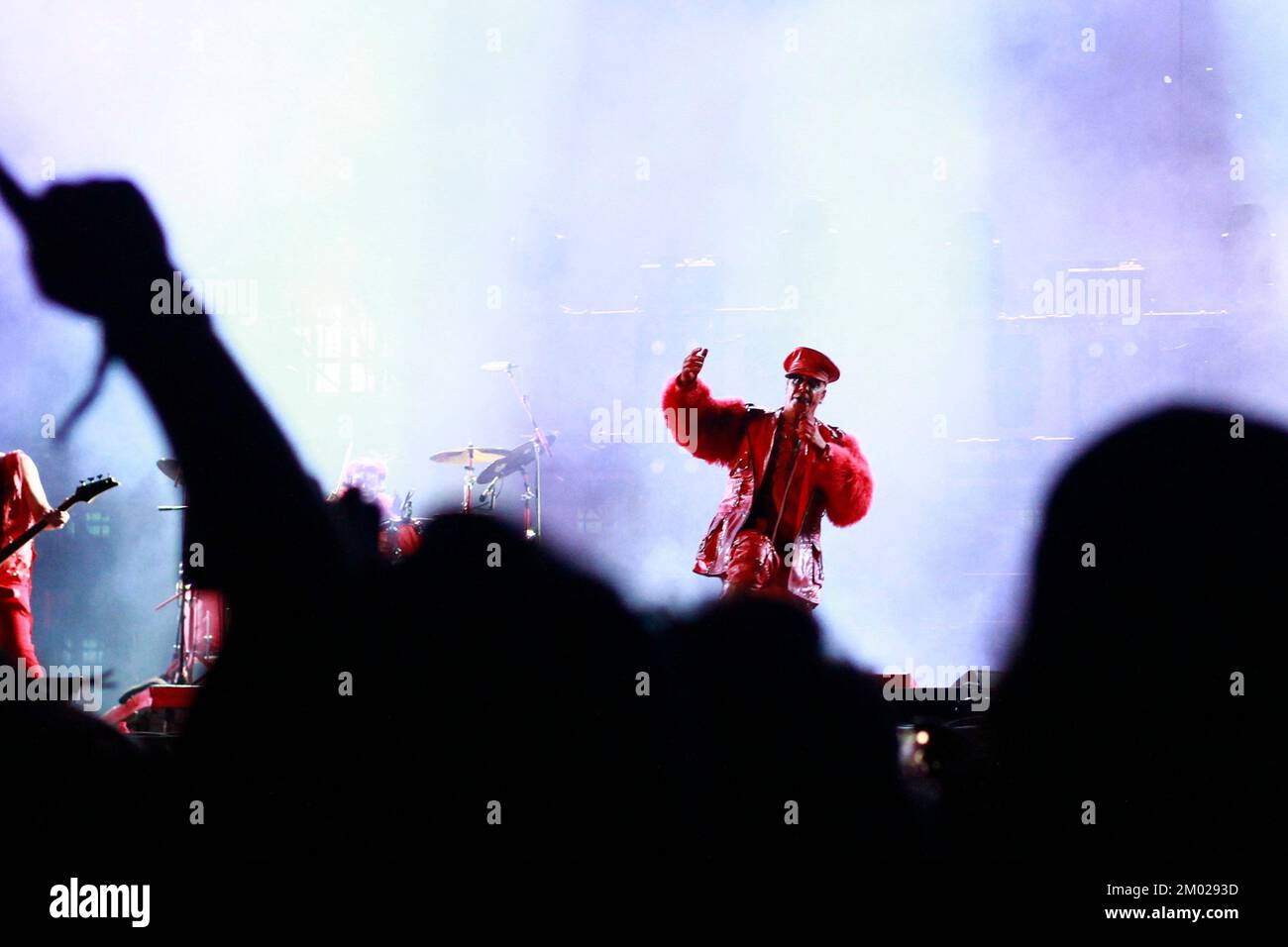 Toluca, Mexique. 02nd décembre 2022. 02 décembre 2022, Toluca, Mexique: Chanteur jusqu'à Lindemann du groupe allemand Rammstein, se produit sur la scène de l'Enfer pendant le festival de métaux Enfer et ciel au forum Pegasus. Sur 2 décembre 2022 à Toluca, Mexique. (Photo de Carlos Santiago/ Eyepix/NurPhoto) Credit: NurPhoto/Alay Live News Banque D'Images
