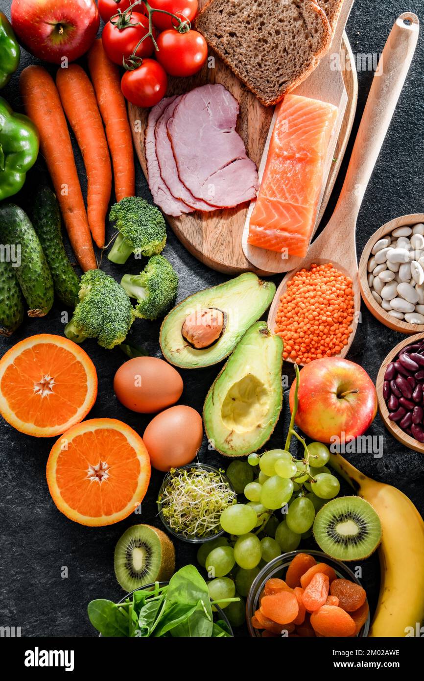Produits alimentaires recommandés pour la grossesse. Une alimentation saine Banque D'Images