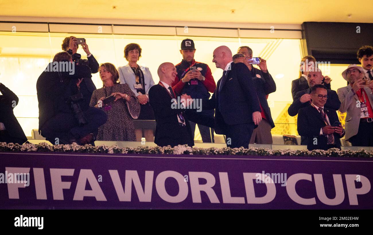 Doha, Qatar. 1st décembre 2022. Präsident Bernd Neuendorf (Deutschland) und Gianni Infantino (FIFA) Costa Rica - Allemagne Costa Rica - Deutschland World C Banque D'Images