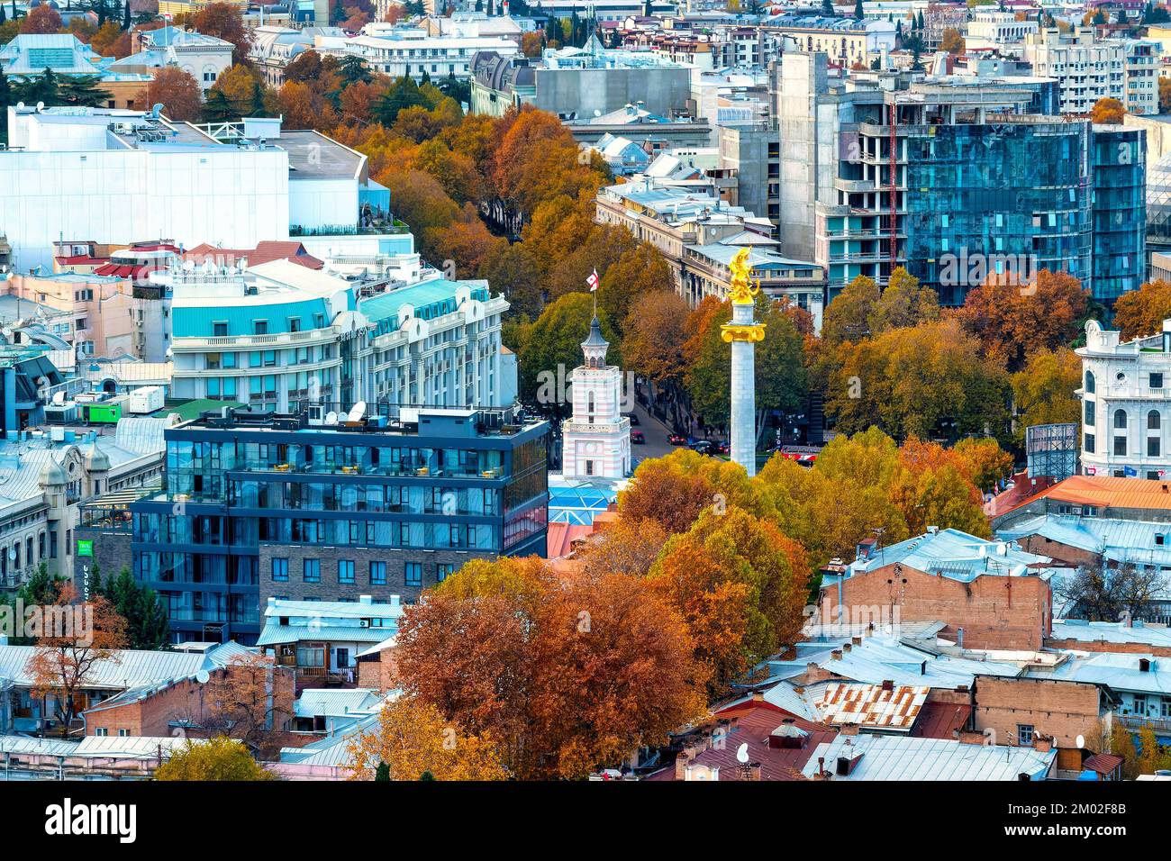Vue aérienne de la place de la liberté, Tbilissi, Géorgie Banque D'Images