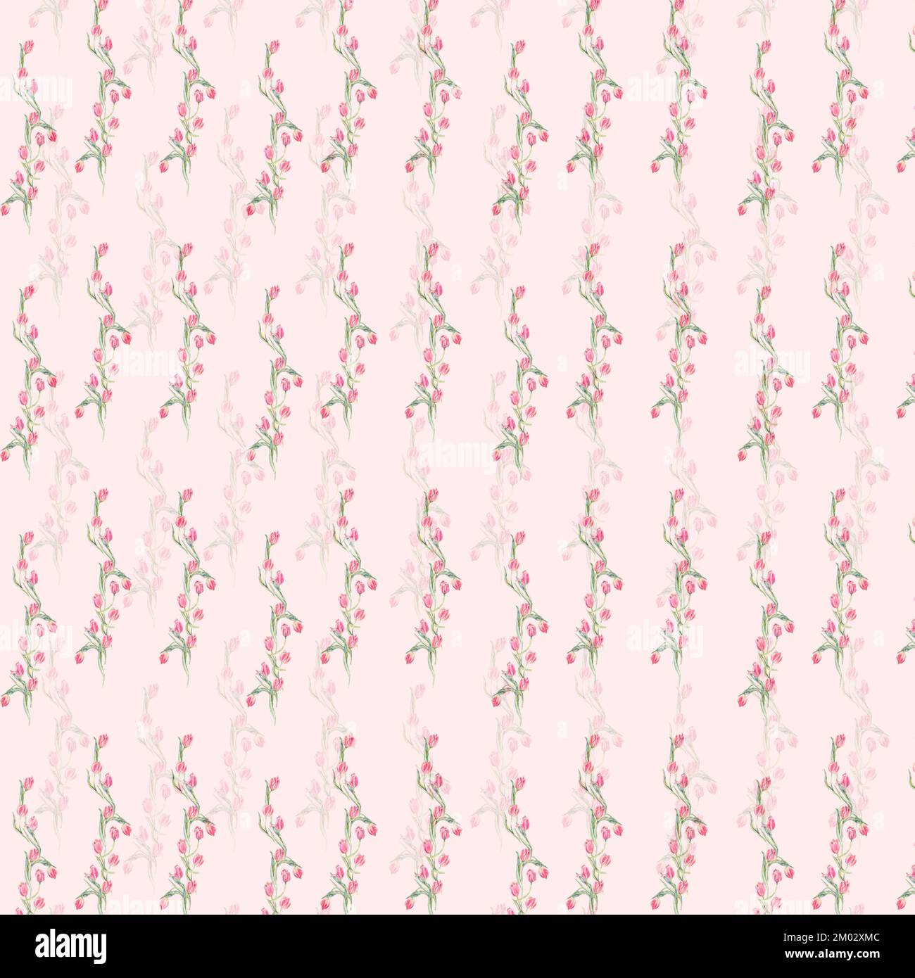 Motif Pâques sans couture avec tulipes roses aquarelle est parfait pour la conception de papier, tissus, emballages, souvenirs, textiles, éléments de cadeaux Banque D'Images