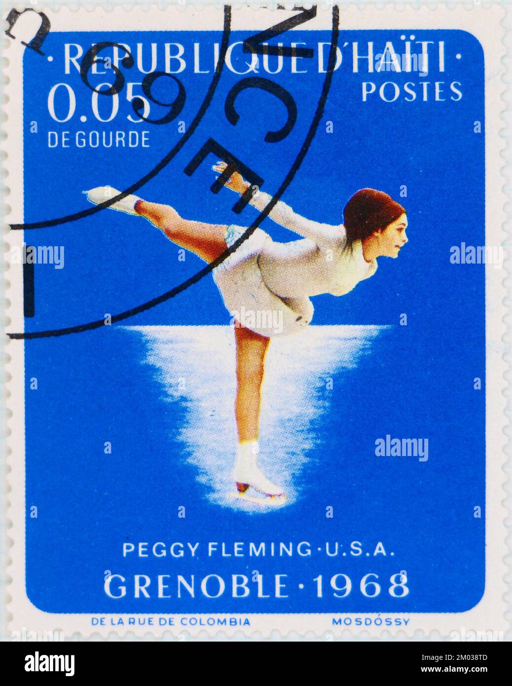 Photo d'un timbre-poste d'Haïti Peggy Fleming Figure Skating Jeux Olympiques d'hiver 1968 série de médailles de Grenoble Banque D'Images