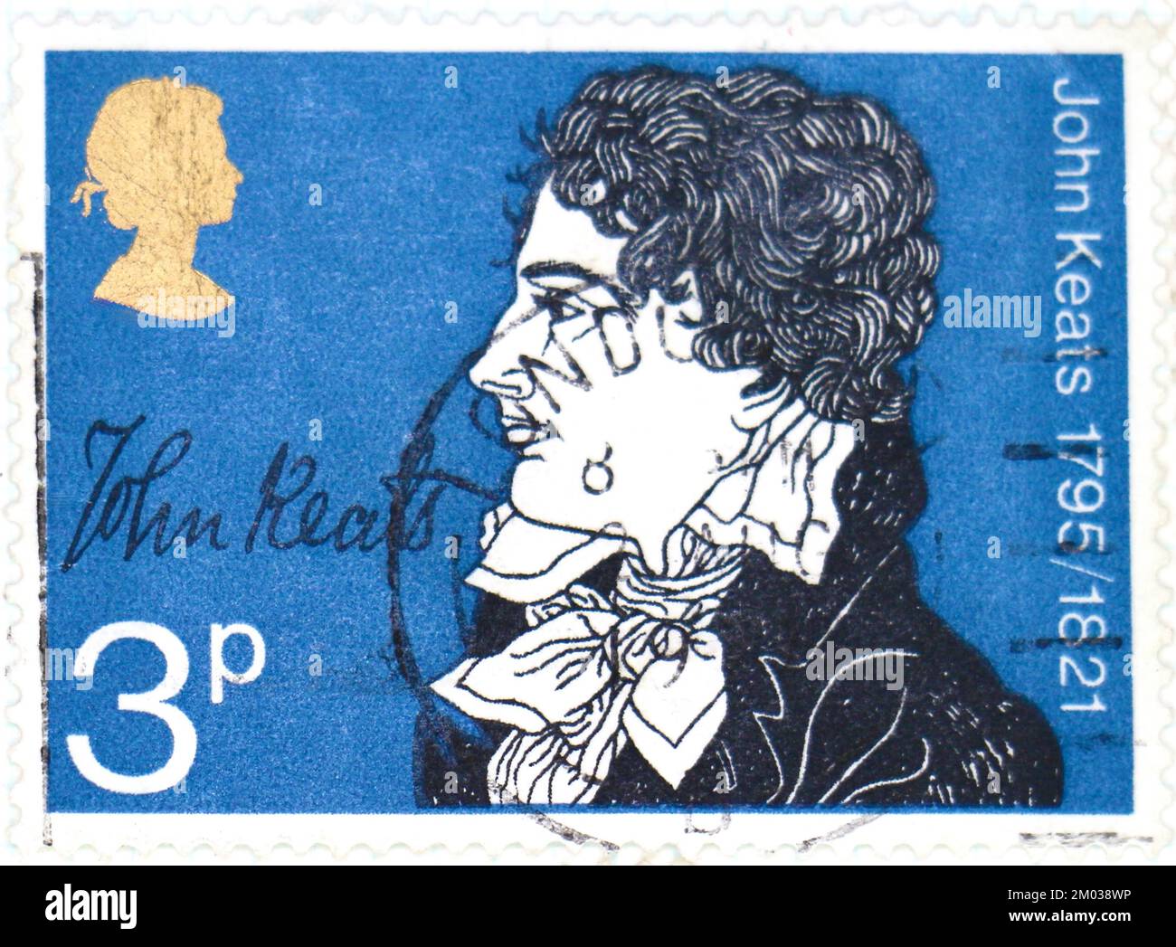 Photo d'un timbre-poste britannique John Keats 150th anniversaire de la mort anniversaires littéraires 1971 Banque D'Images
