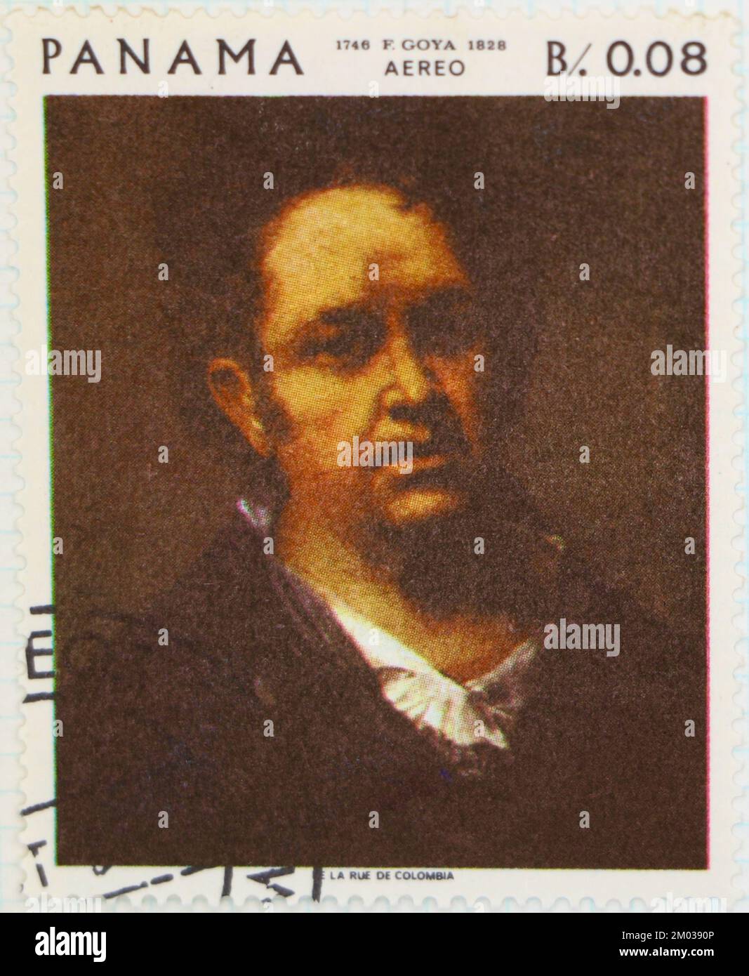 Photo d'un timbre-poste panaméen autoportrait des peintures Goya de la série Goya 1970 Banque D'Images
