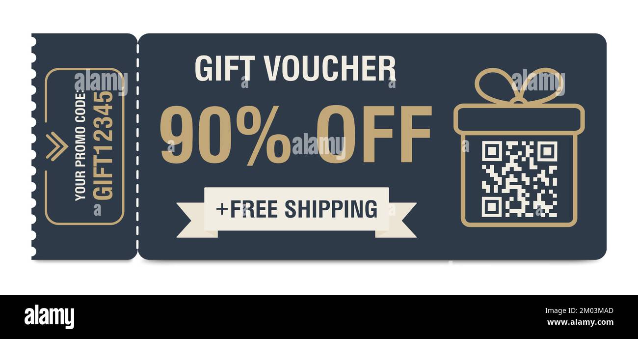 Bon de réduction de 90 . Bon cadeau avec pourcentage, code qr et codes promo pour le site Web