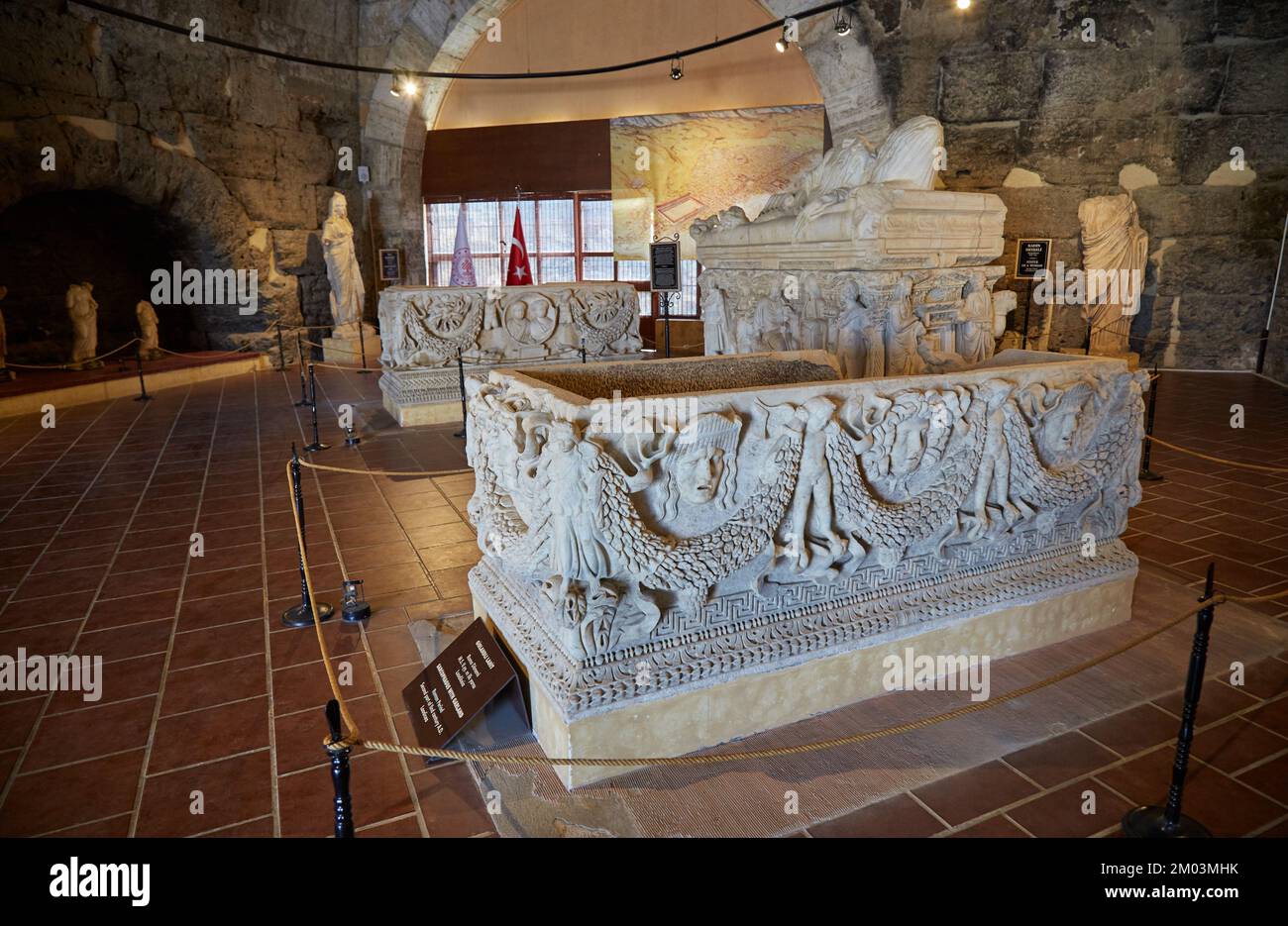 Un sarcophage ancien du musée Hiérapolis Banque D'Images