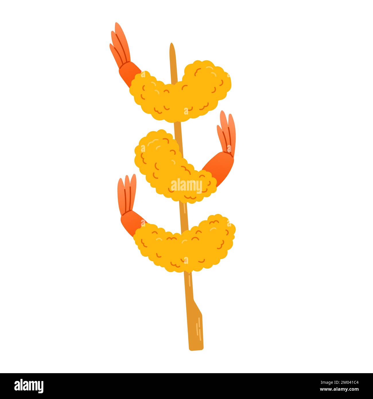 Tempura frit ebi. Crevettes yakitori. Convient pour la décoration, l'autocollant, l'icône et autres. Illustration de Vecteur