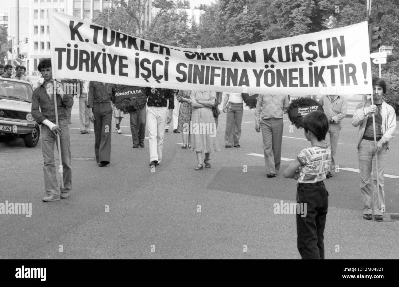 Marche silencieuse des Turcs, l'occasion a été le meurtre du dirigeant syndical Kemal Tuerkler à Istanbul. 24.07.1980, Cologne, Allemagne, Europe Banque D'Images