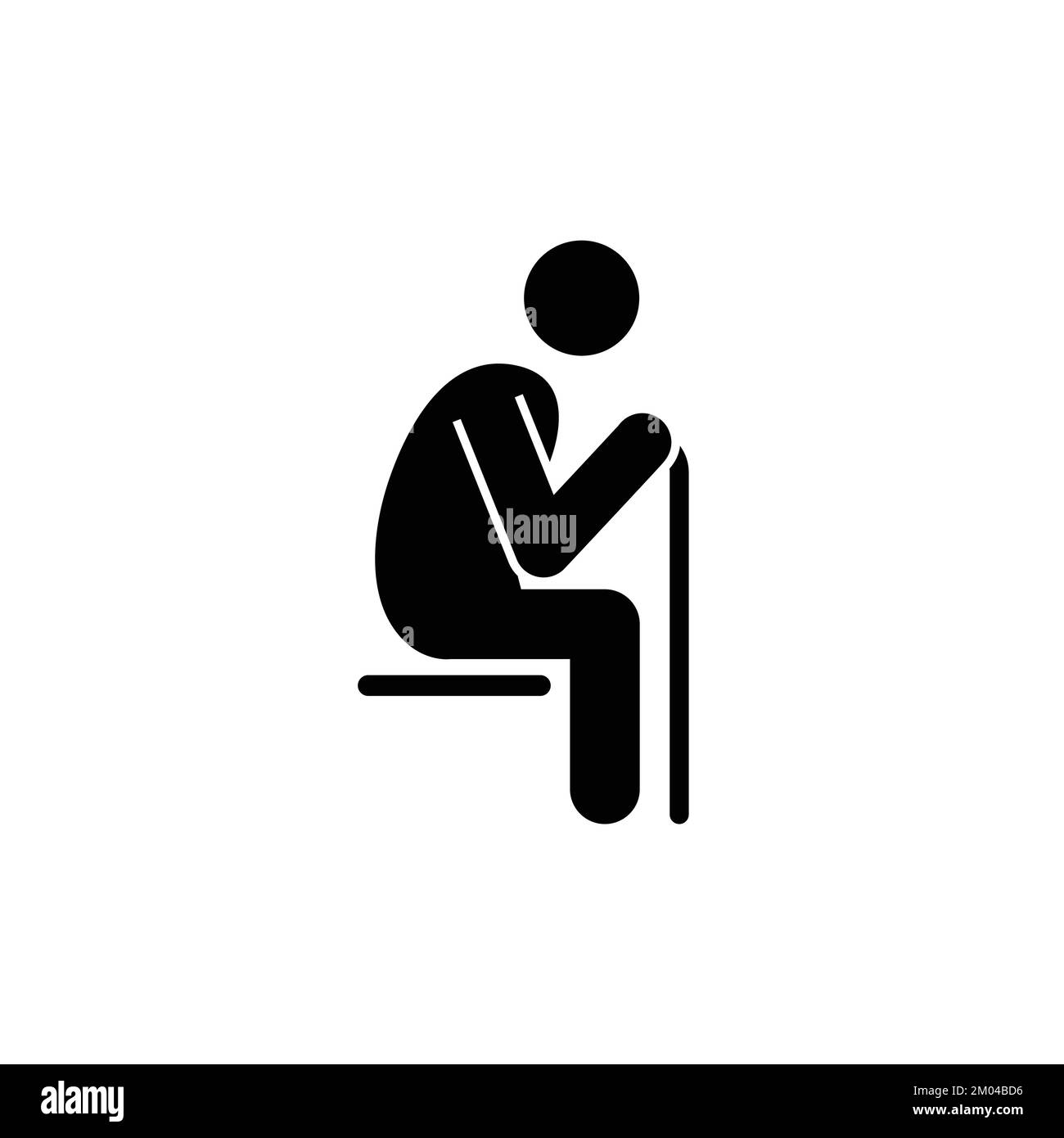 Homme senior assis avec symbole vectoriel d'icône de bâton de marche. Pictogramme de transport public pour les sièges prioritaires. Veuillez offrir votre siège aux personnes âgées. Illustration de Vecteur