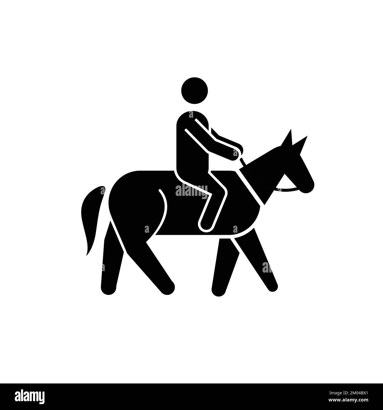 Homme à cheval simple icône symbole vectoriel. Pictogramme de vecteur du logo cheval. Symbole du logo du centre équestre. Illustration de Vecteur