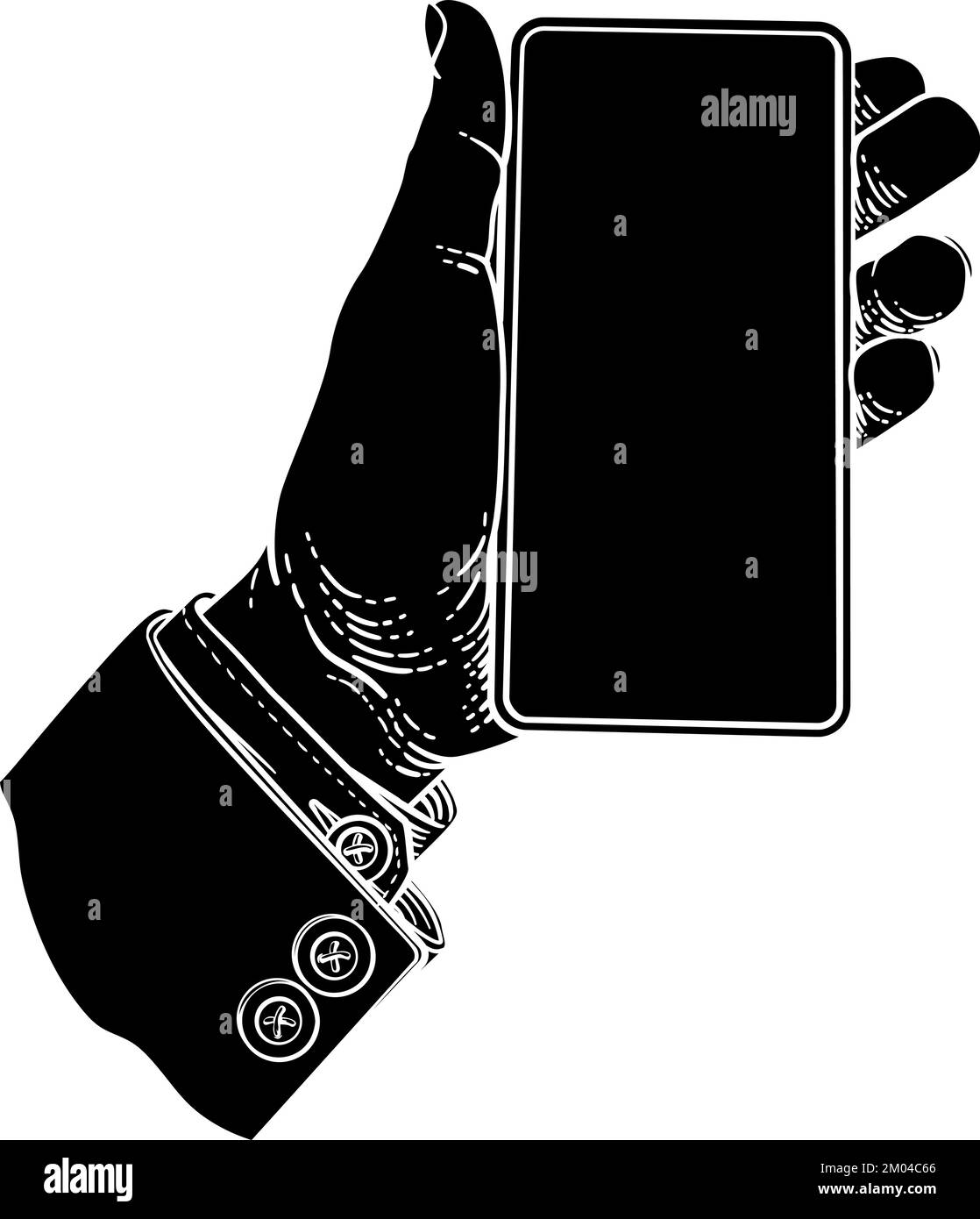 Hand Holding Mobile Phone style Vintage Illustration de Vecteur