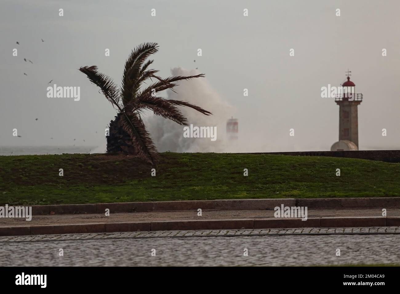 Tempête à l'embouchure de la rivière Douro Banque D'Images