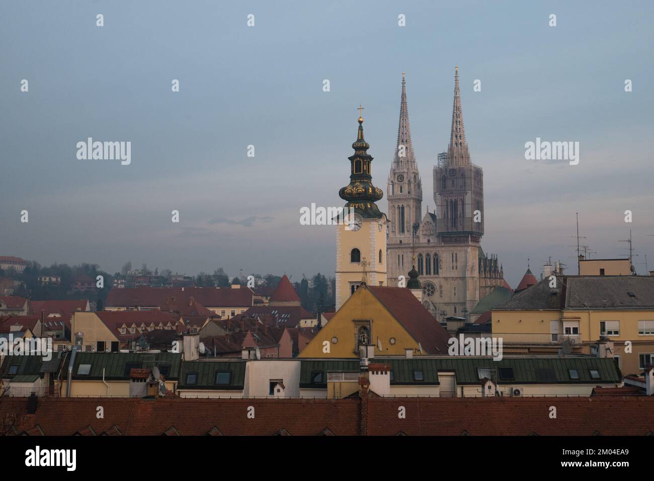 Zagreb Croatie en décembre. Vue Ariel. Vue avant le tremblement de terre. Banque D'Images