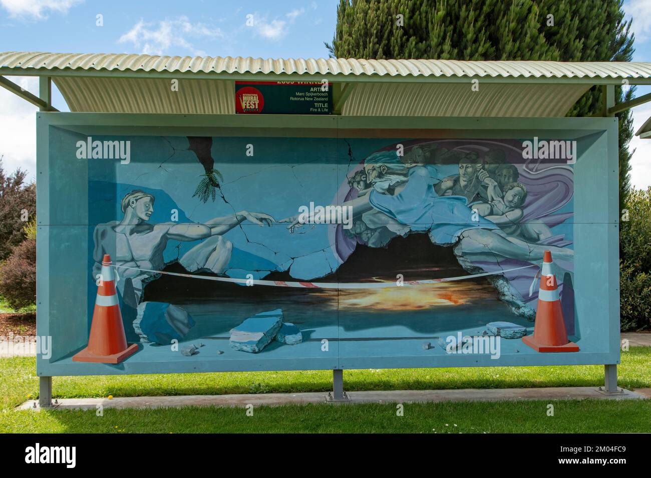 Fire and Life Street Art, Sheffield, Tasmanie, Australie Banque D'Images