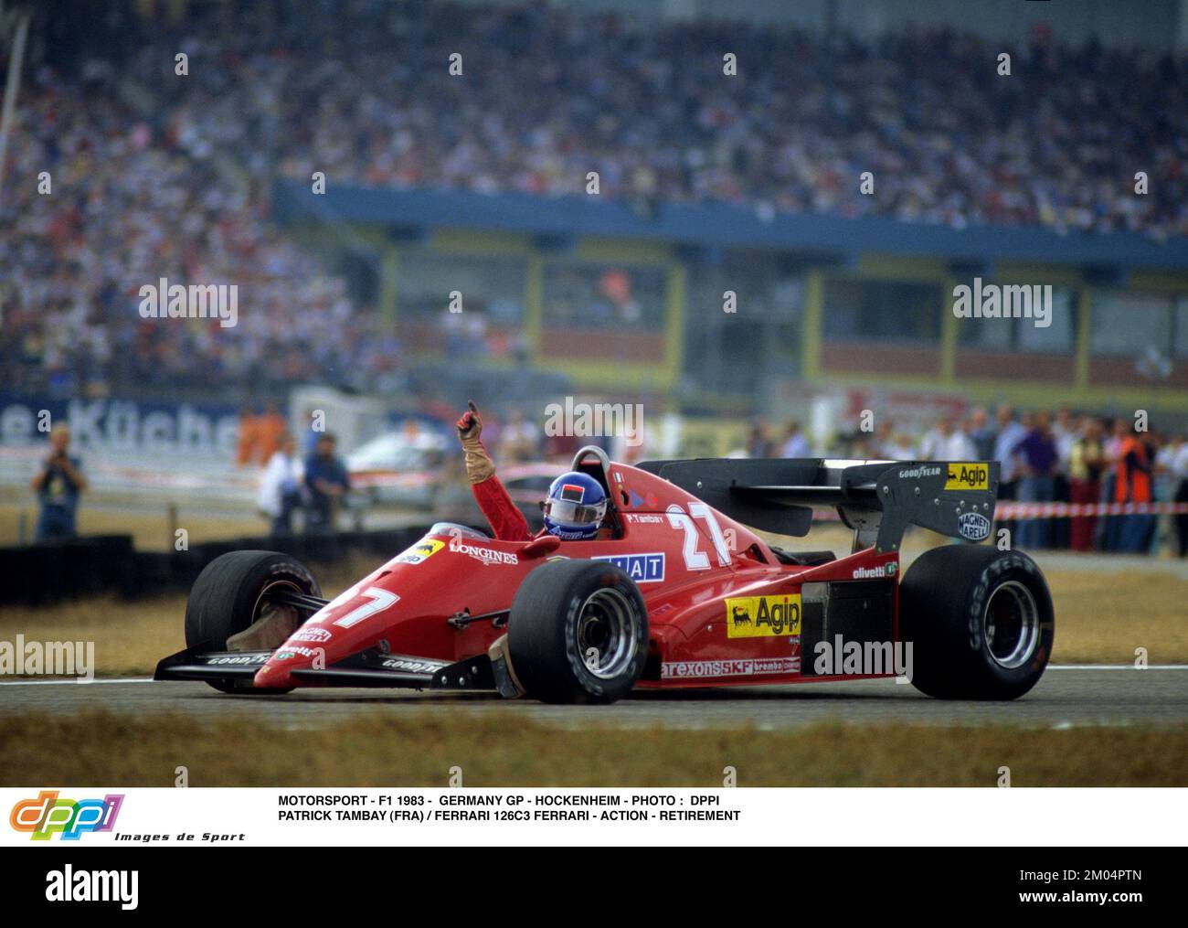 MOTORSPORT - F1 1983 - ALLEMAGNE GP - HOCKENHEIM - PHOTO : DPPI PATRICK TAMBAY (FRA) / FERRARI 126C3 FERRARI - ACTION - RETRAITE Banque D'Images