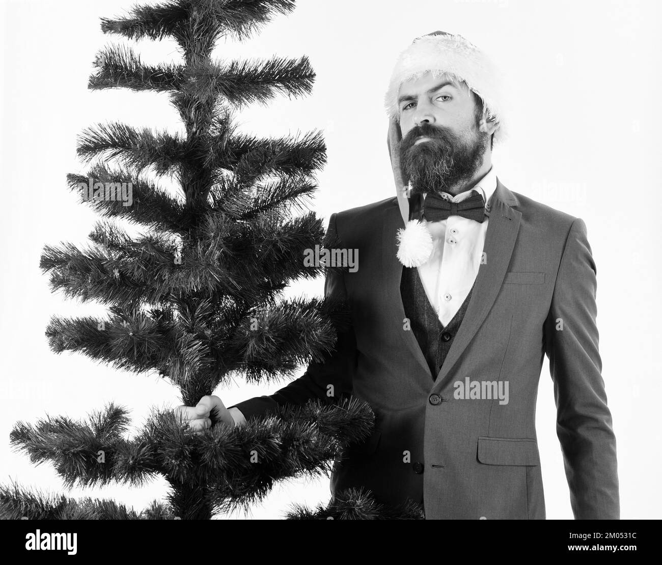 Le réalisateur avec barbe se prépare pour Noël. Fête d'entreprise de Noël Banque D'Images