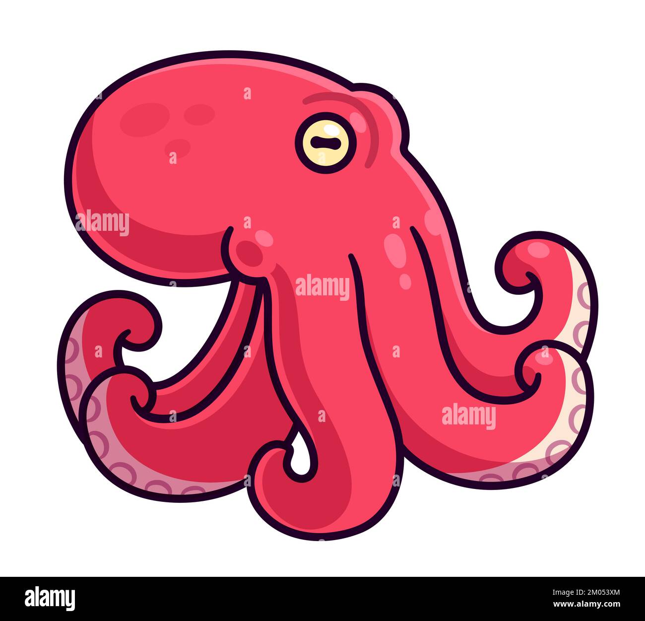 Dessin de dessin animé octopus, illustration vectorielle isolée. Illustration de Vecteur