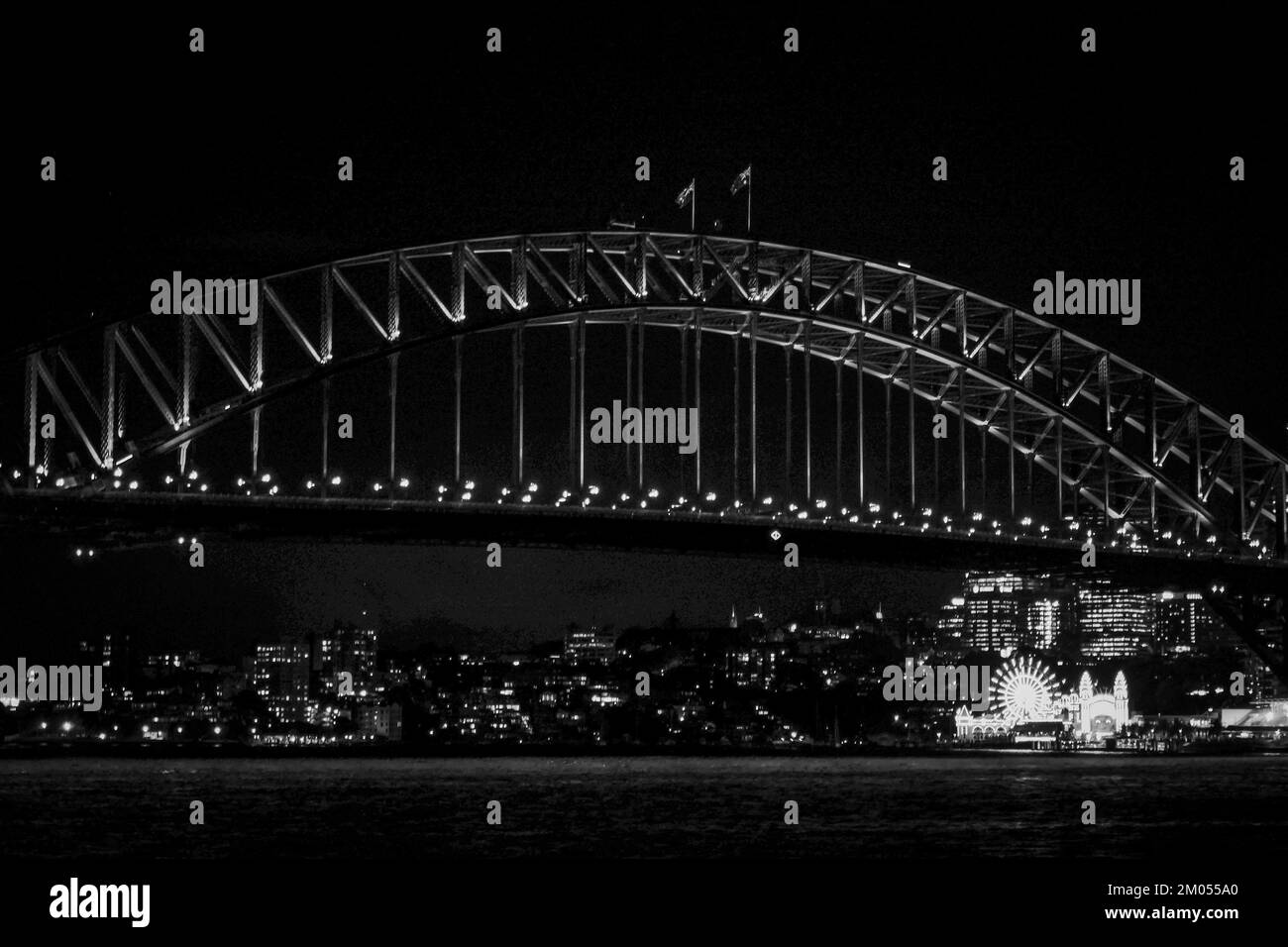 Le Sydney Harbour Bridge, Nouvelle-Galles du Sud, Australie, la nuit Banque D'Images