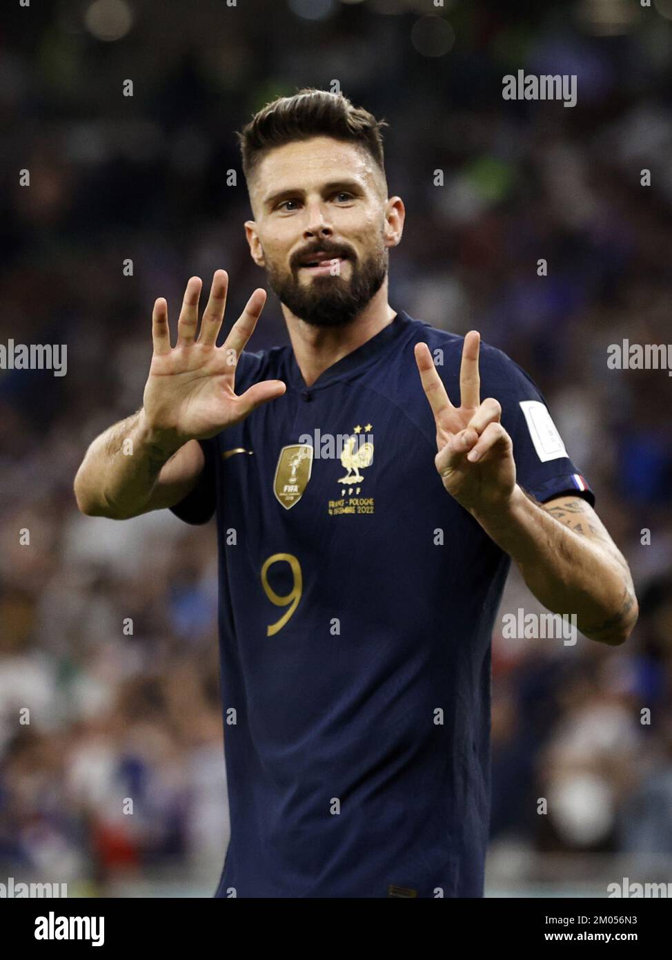 Doha, Qatar. 04th décembre 2022. DOHA - Olivier Giroud, de France, célèbre  le 1-0 lors de la coupe du monde de la FIFA, Qatar, 2022 round de 16 match  entre la France