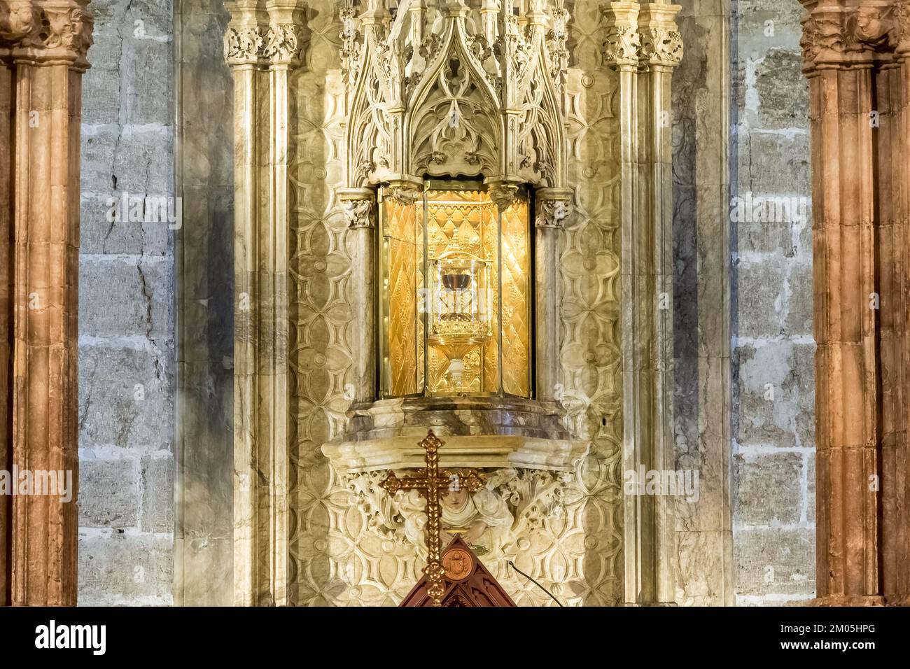 Détail architectural de la chapelle du Saint Chalice, située à l'intérieur de la cathédrale de Valence, dans le centre historique de la ville Banque D'Images