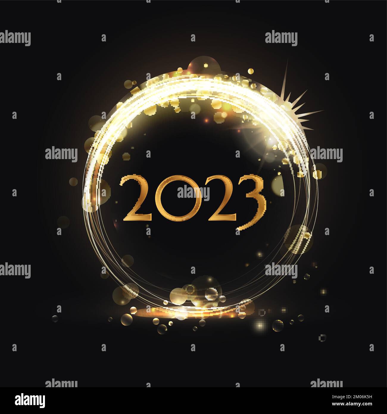 Nouvelle année 2023 avec illustration vectorielle d'arrière-plan scintillée d'or. Illustration de Vecteur