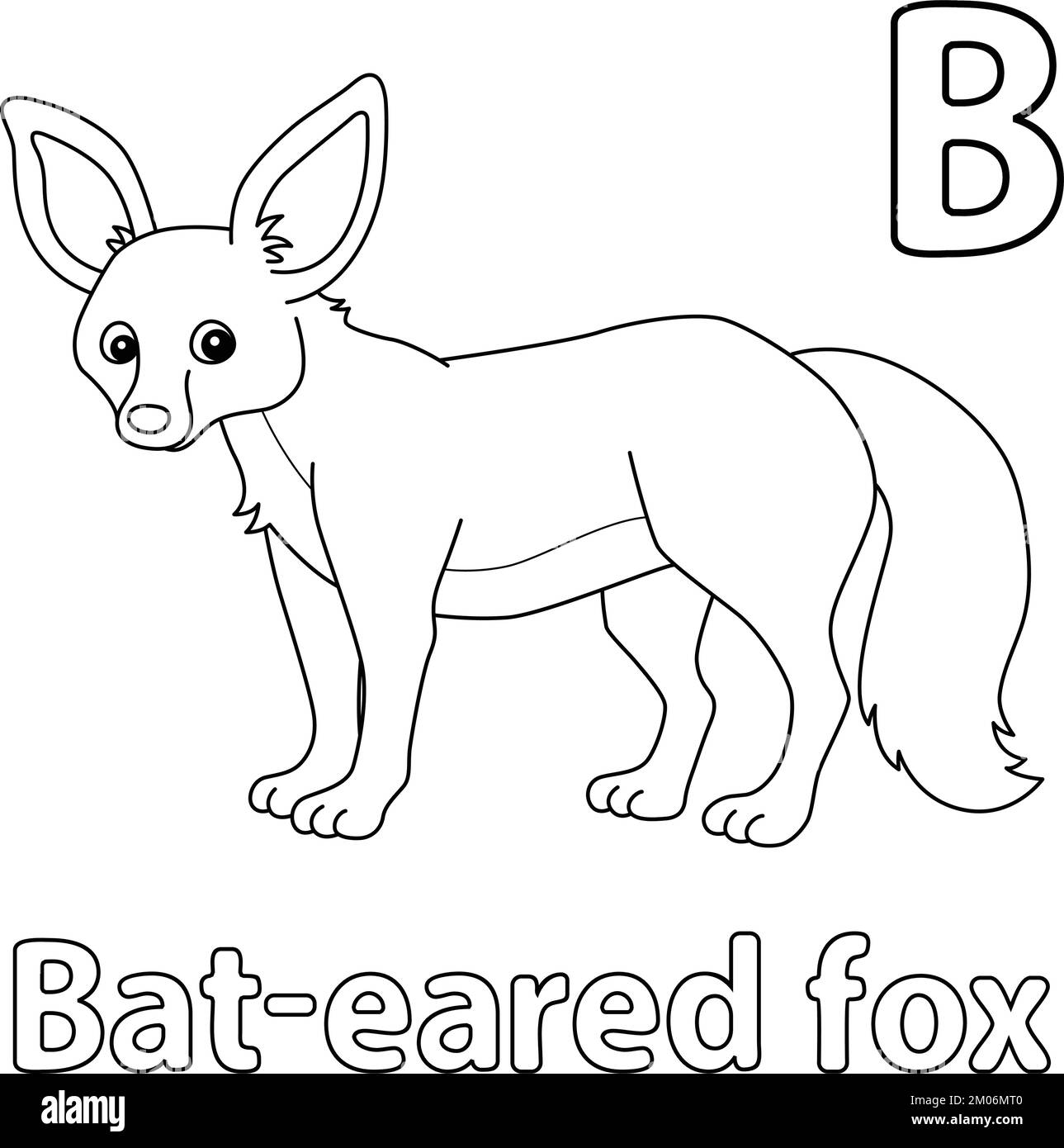 Renard à oreilles chauve-souris Alphabet ABC coloration isolée B Illustration de Vecteur