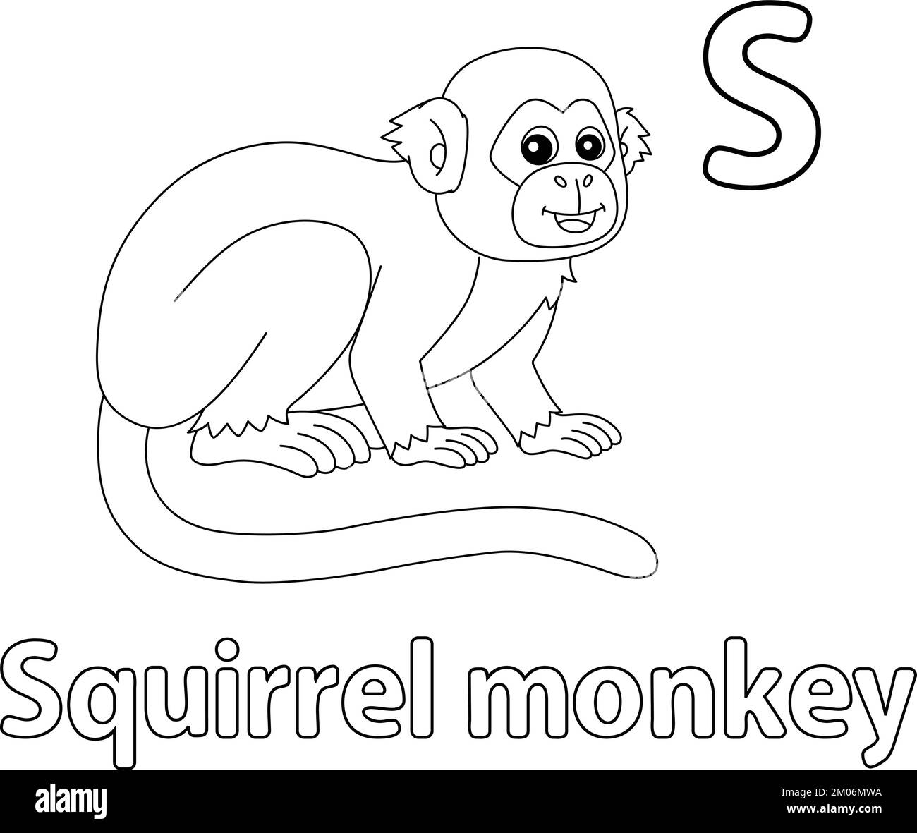 Écureuil singe Alphabet ABC coloration isolée S Illustration de Vecteur