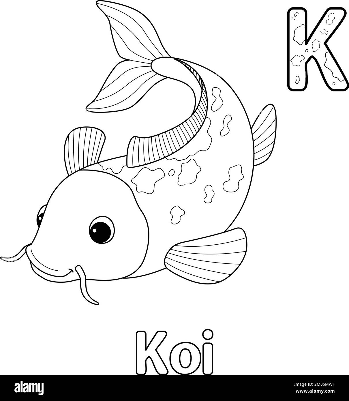 Koi Animal Alphabet ABC coloration isolée page K Illustration de Vecteur