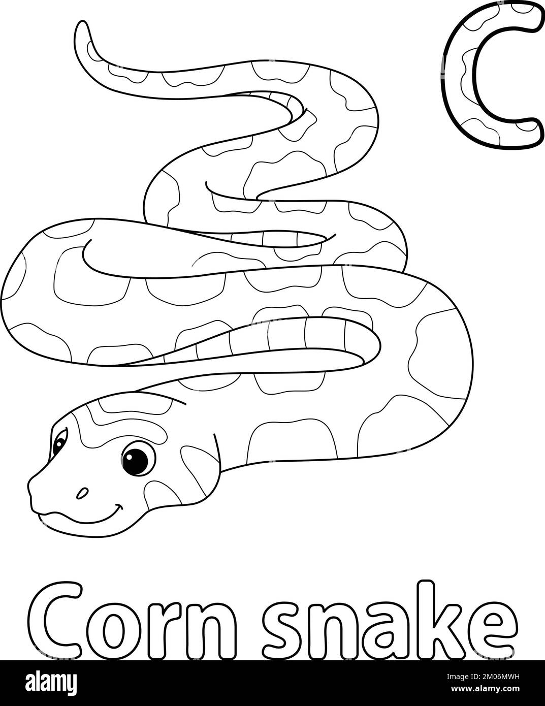 Serpent de maïs Alphabet ABC coloration isolée page C Illustration de Vecteur
