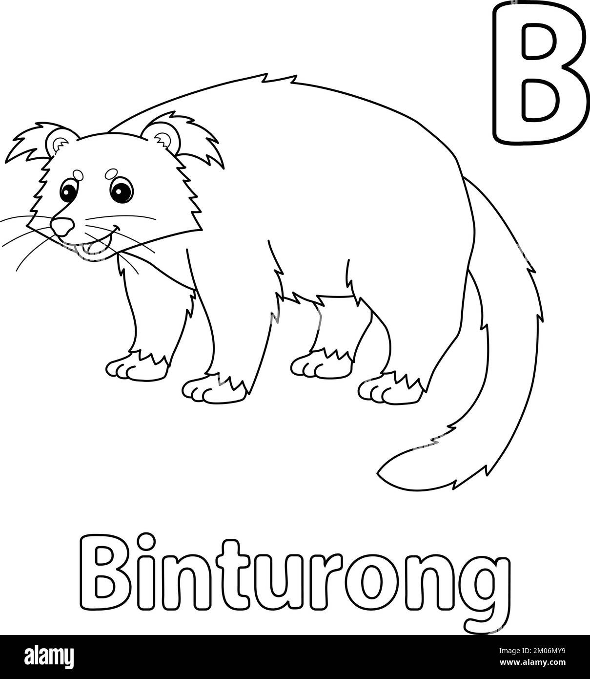 Binturong Animal Alphabet ABC coloration isolée B Illustration de Vecteur