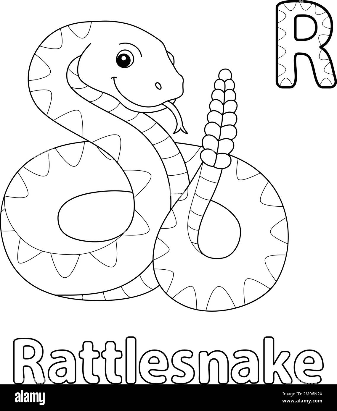 Rattlesnake Alphabet ABC coloration isolée page R Illustration de Vecteur
