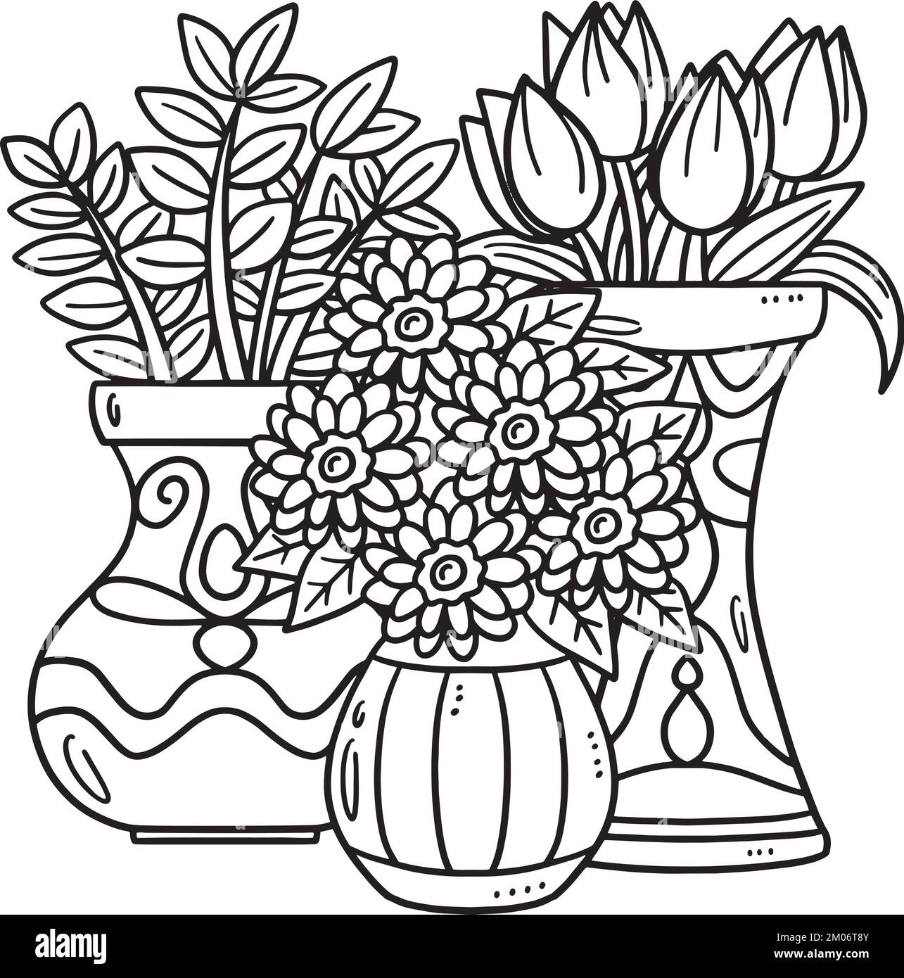 Page de coloriage isolée fleurs résiné au printemps Illustration de Vecteur