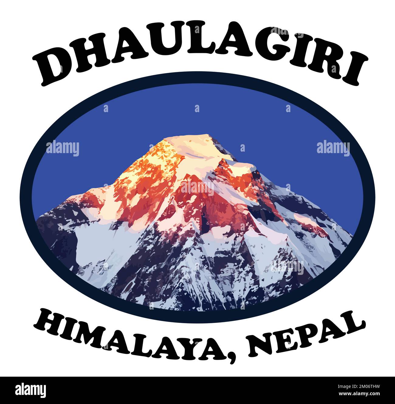 Soir sommet de montagne du mont Dhaulagiri vecteur illustration logo Illustration de Vecteur