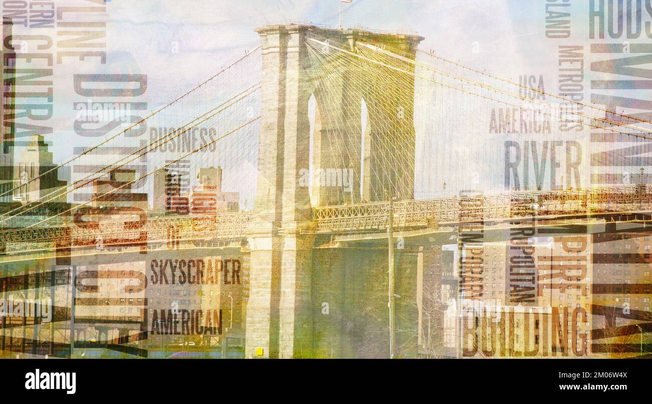 Pont de Brooklyn NY. Rendu 3D Banque D'Images