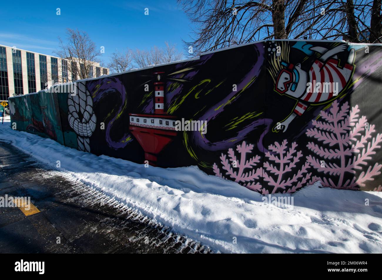 Murale du port sur mur dans le vieux port à Québec, Québec, Canada Banque D'Images