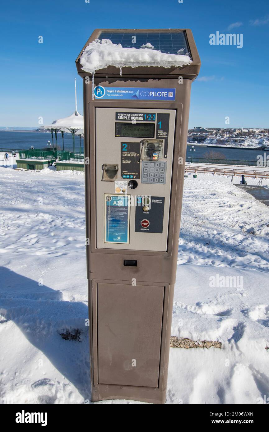 Compteur de stationnement à Québec Banque D'Images