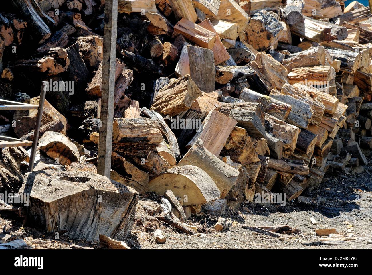 Bois de chauffage pile de bois boutures pour chauffage - pile de bois de feu Banque D'Images