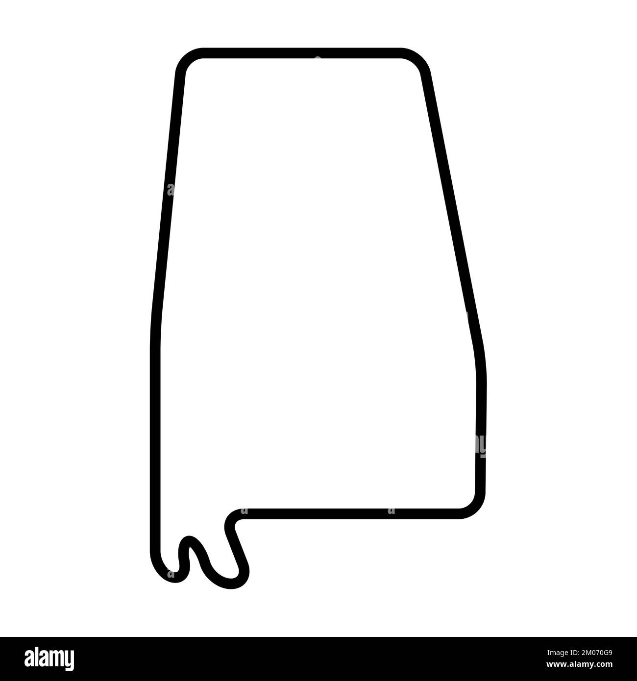 Alabama État des États-Unis d'Amérique, États-Unis. Carte simplifiée de contour noir épais avec coins arrondis. Illustration simple à vecteur plat Illustration de Vecteur