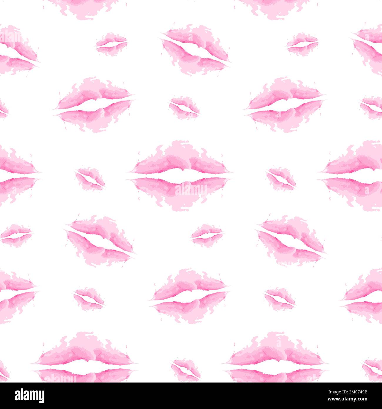 Motif infini formes abstraites en forme de lèvres dans des teintes tendance rose pâle à l'aquarelle. Bonne Saint Valentin. Isoler. Idéal pour le lettrage, l'arrière-plan ou les cartes, l'invitation, l'étiquette, l'étiquette. EPS Illustration de Vecteur