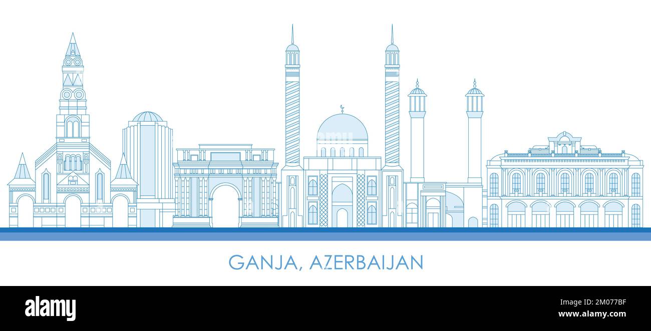 Aperçu Skyline panorama de la ville de Ganja, Azerbaïdjan - illustration vectorielle Illustration de Vecteur