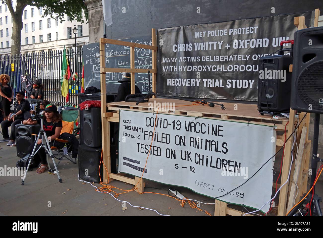 Covid-19 vaccin Whitehall protestation, City of Westminster, Londres, Angleterre, Royaume-Uni, SW1 Banque D'Images