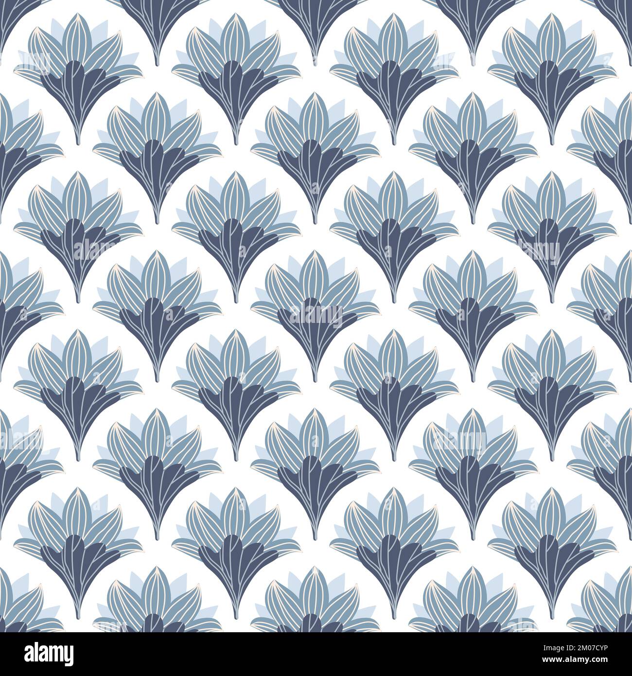 Motif vectoriel transparent bleu Lotus. Nénuphars et feuilles sur fond blanc. Illustration de Vecteur