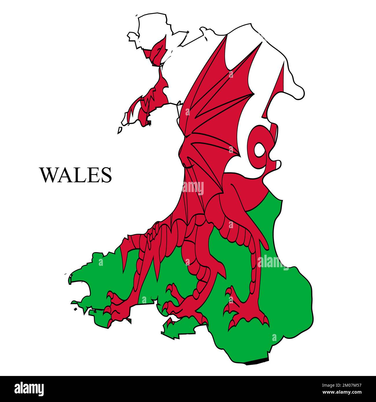 Illustration vectorielle de la carte du pays de Galles. Économie mondiale. Pays célèbre. Europe du Nord. Europe. Région du Royaume-Uni. Illustration de Vecteur