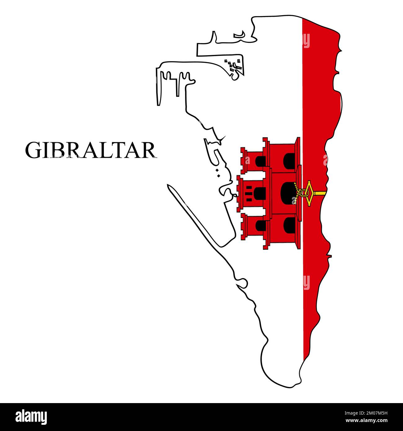 Illustration vectorielle de la carte de Gibraltar. Économie mondiale. Pays célèbre. Europe. Région du Royaume-Uni. Illustration de Vecteur