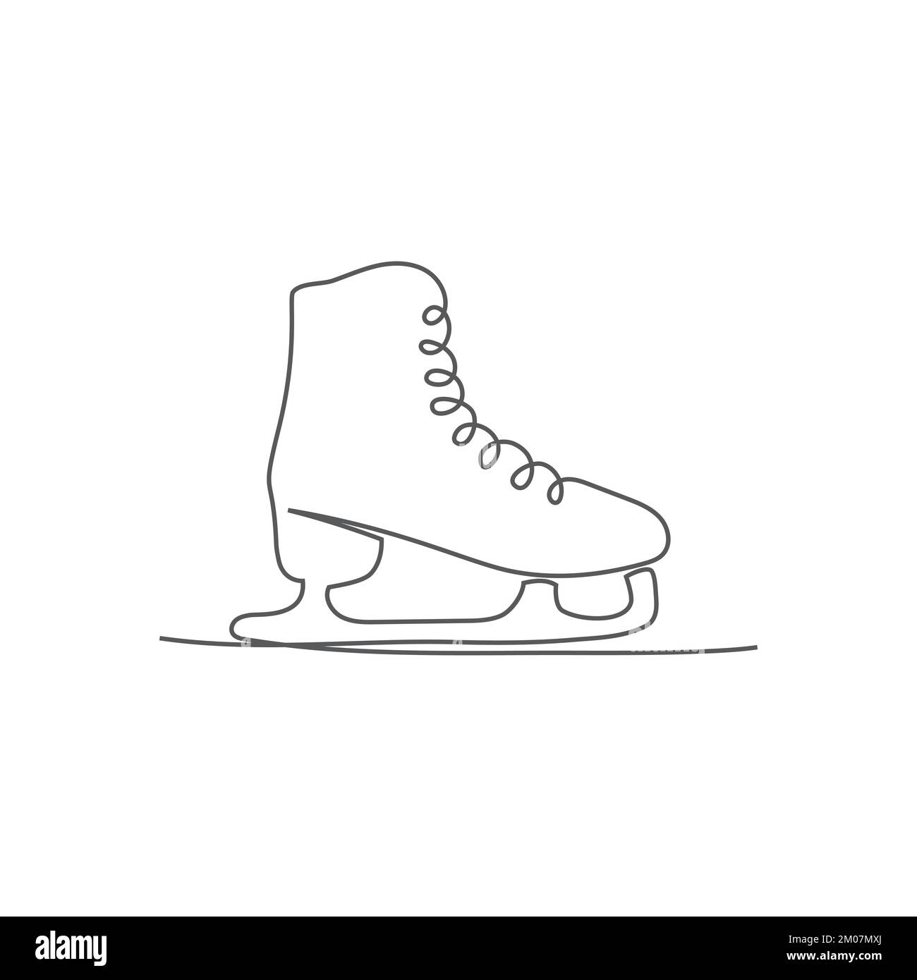 Patins de glace une ligne de drawingon sur fond blanc Illustration de Vecteur