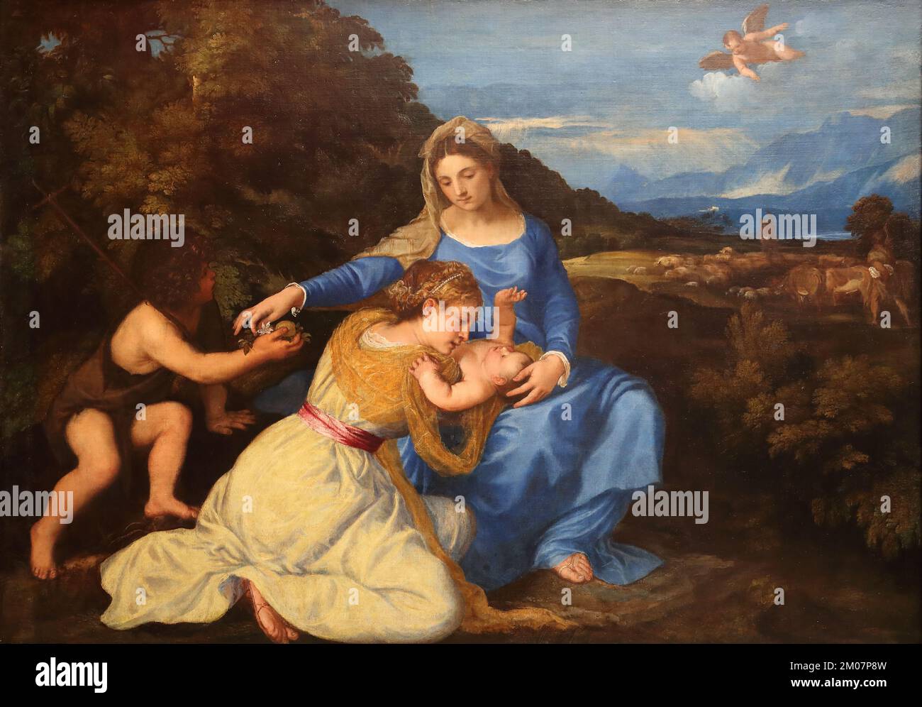 La Madonna Aldobrandini de Titien, peintre italien de la Renaissance, à la National Gallery, Londres, Royaume-Uni Banque D'Images