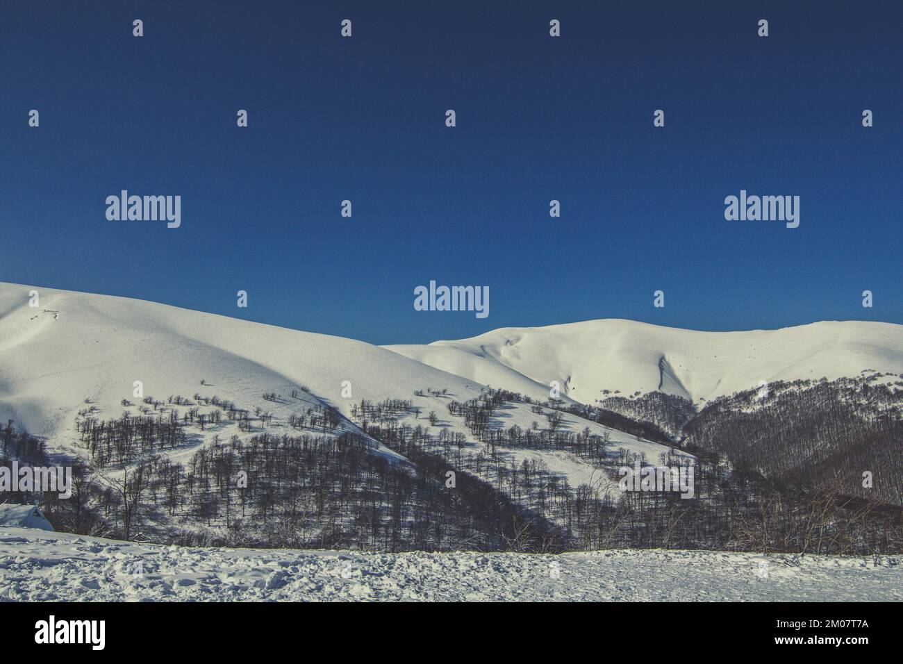 Carpathian montagnes avec photo de paysage de neige Banque D'Images