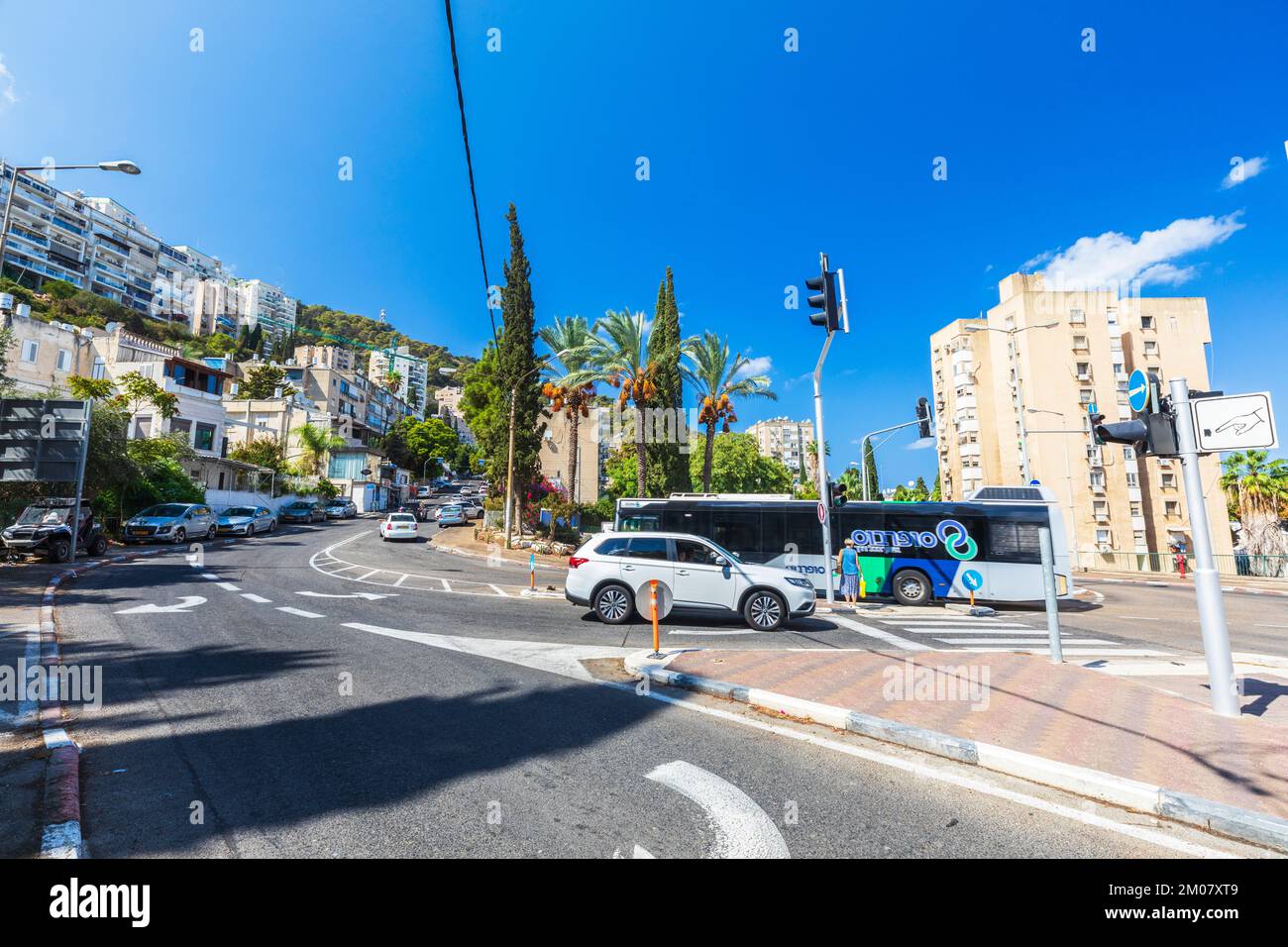 Haifa, Israël - Oktober 12, 2022: Rues dans la ville de Haïfa en Israël Banque D'Images