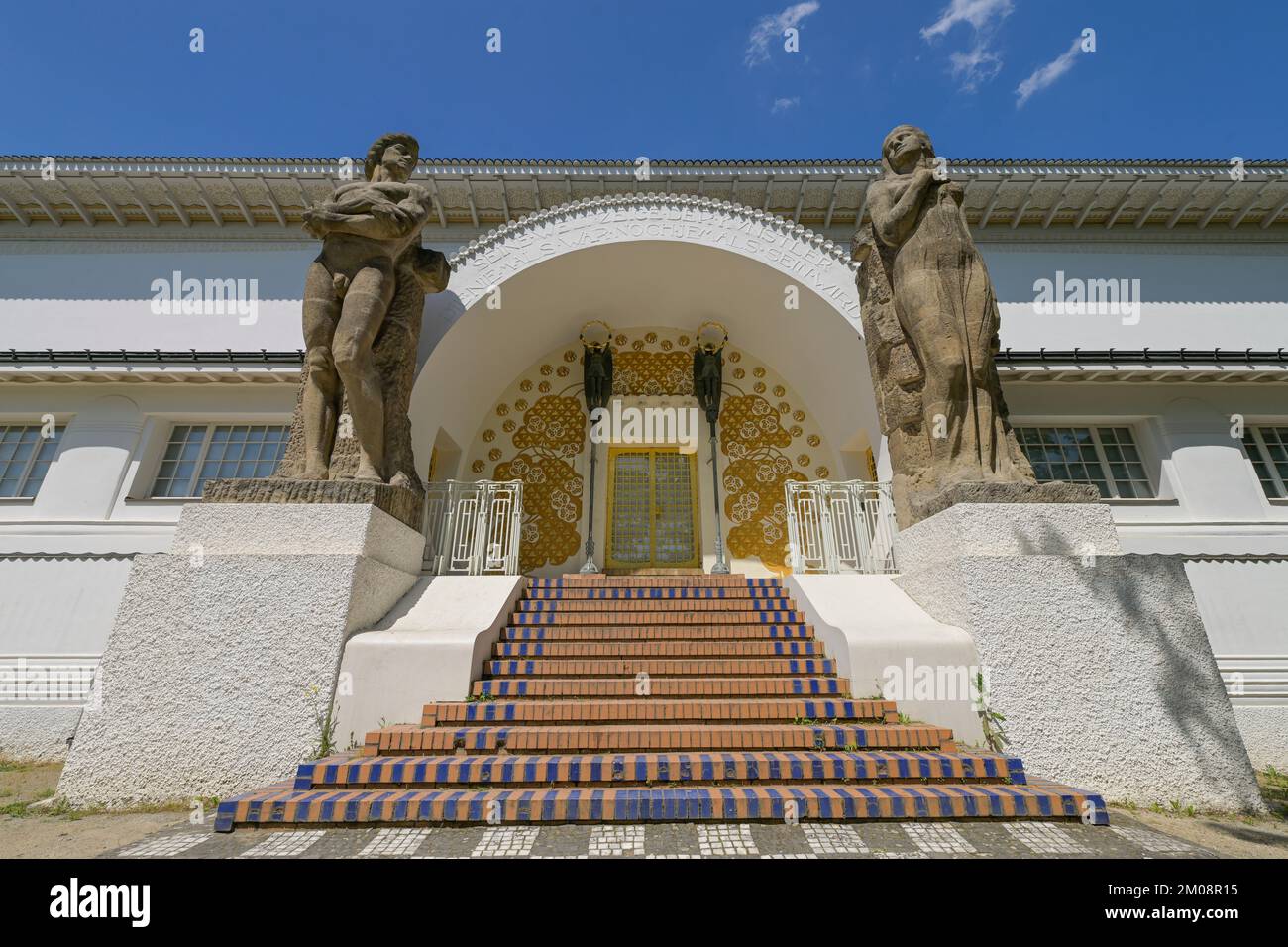 Figuren Kraft und Schönheit, Bildhauer Ludwig Habich, Ernst Ludwig-Haus, Musée Künstlerkolonie, Olbrichweg, Mathildenhöhe, Darmstadt, Hessen, Deutsch Banque D'Images