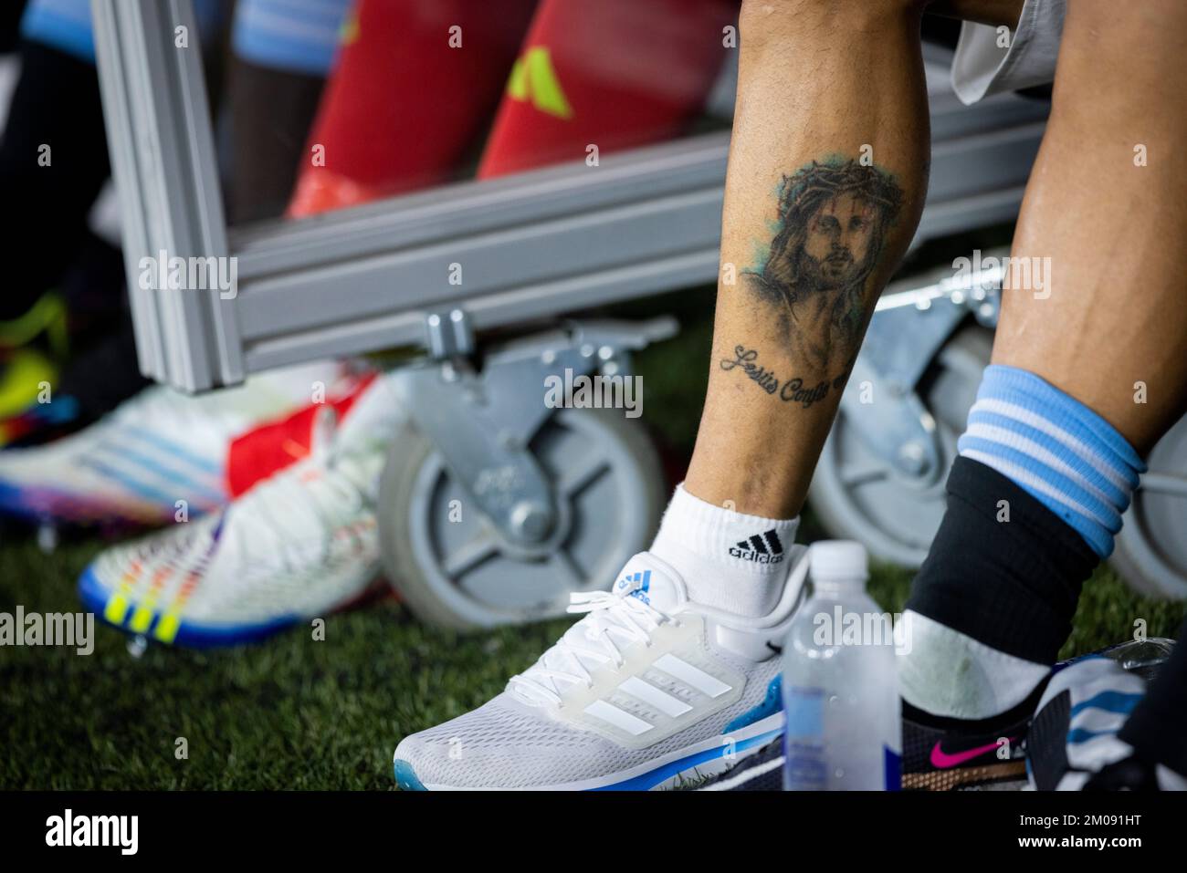 Doha, Qatar. 3rd décembre 2022. La jambe tatouée d'Angel Di Maria (Arg) Argentine - Australie Argentin - coupe du monde australien 2022 au Qatar 03.12.202 Banque D'Images